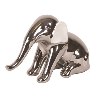White Silver Sitting Elephant 13cm