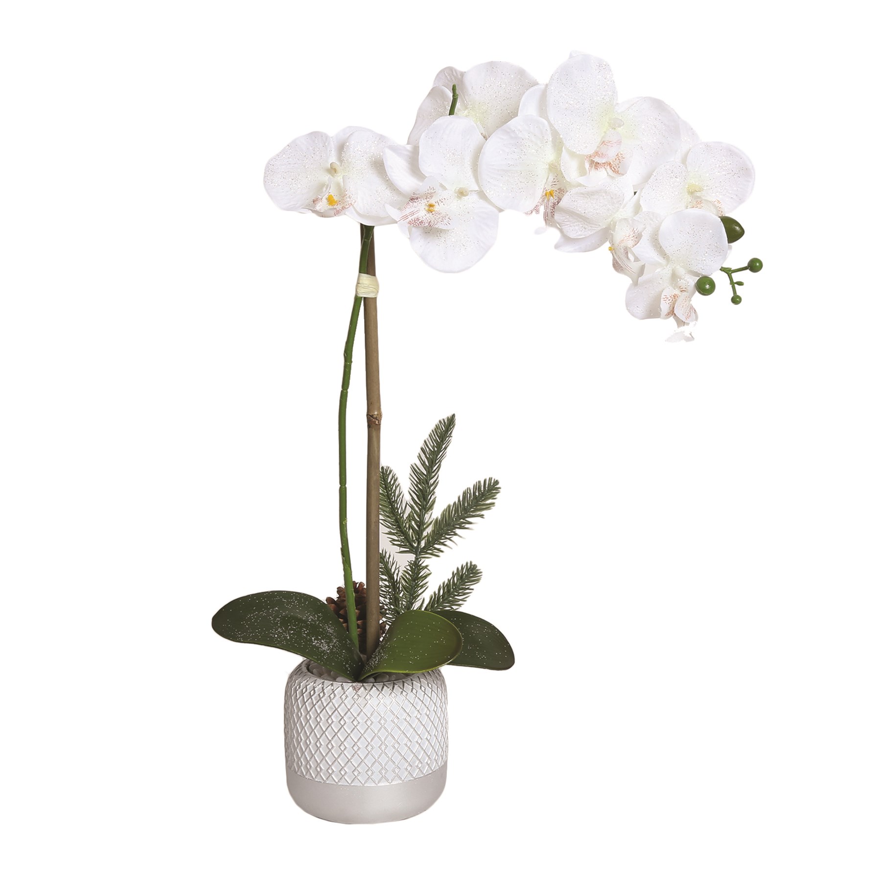 Decorative White Orchid In Pot 52cm