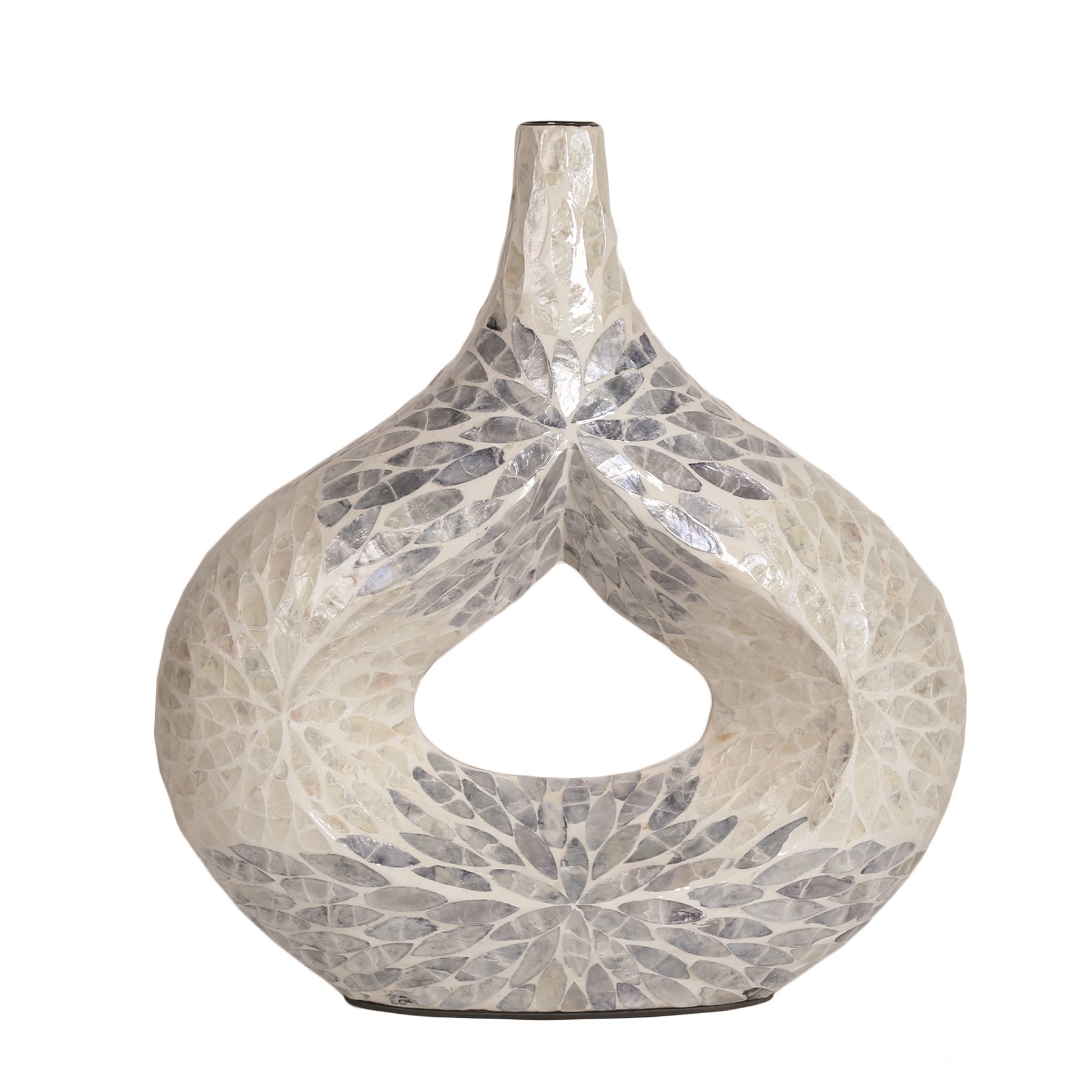 Floral Capiz Vase Grey 41.5cm