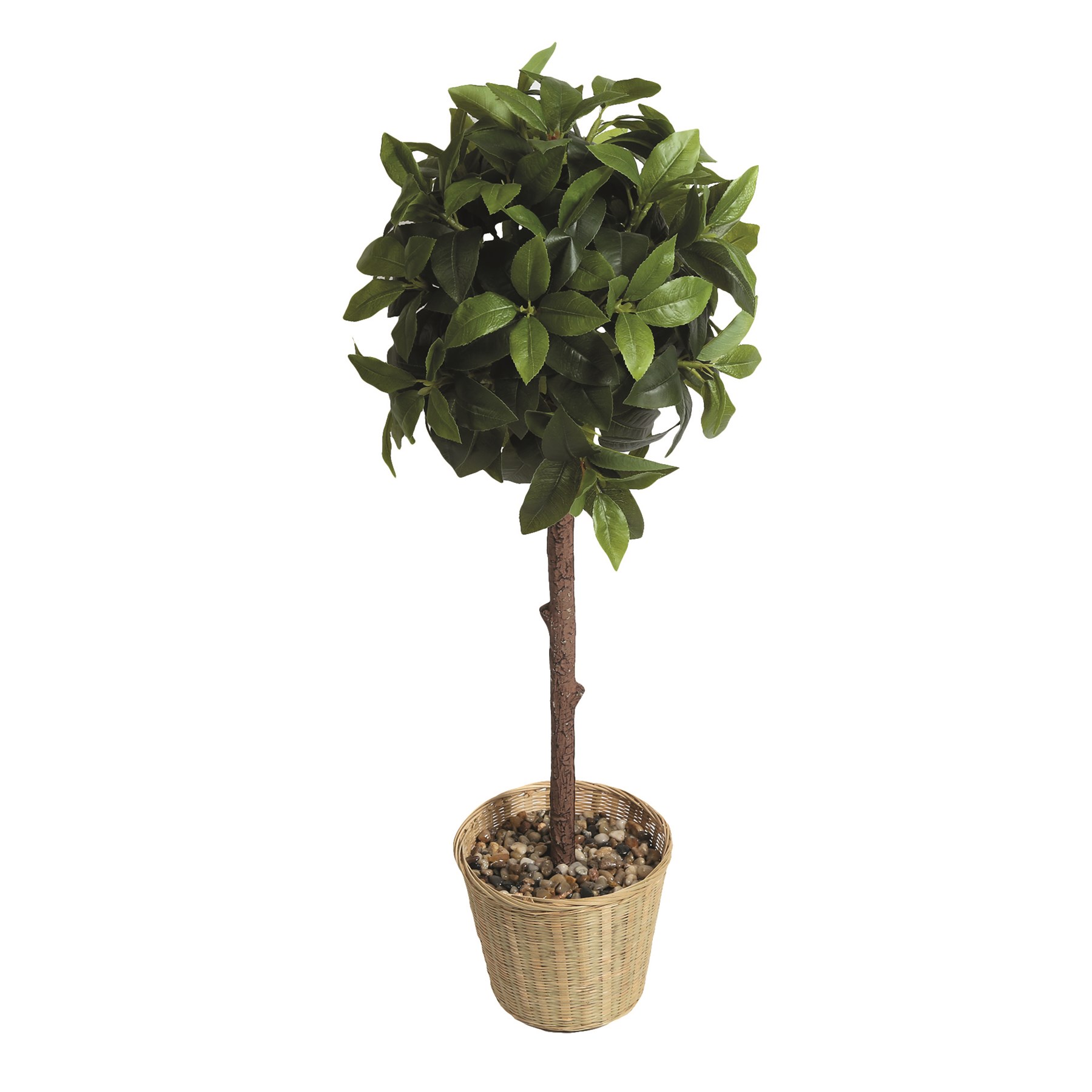 Artificial Bay Laurel Ball Topiary Tree in Wicker Pot 90cm