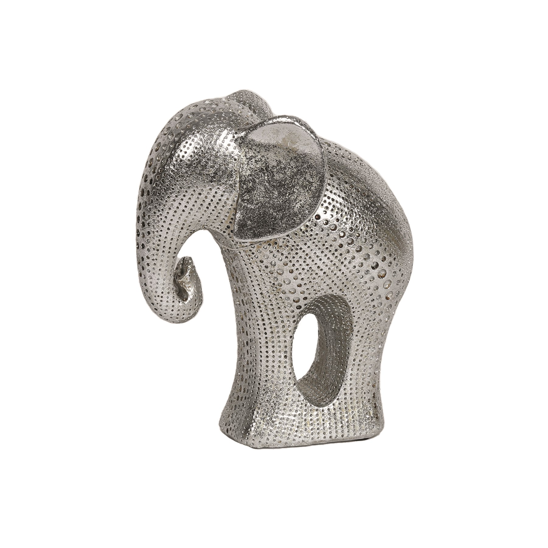 Textured Silver Abstract Elephant Figurine 17.5cm