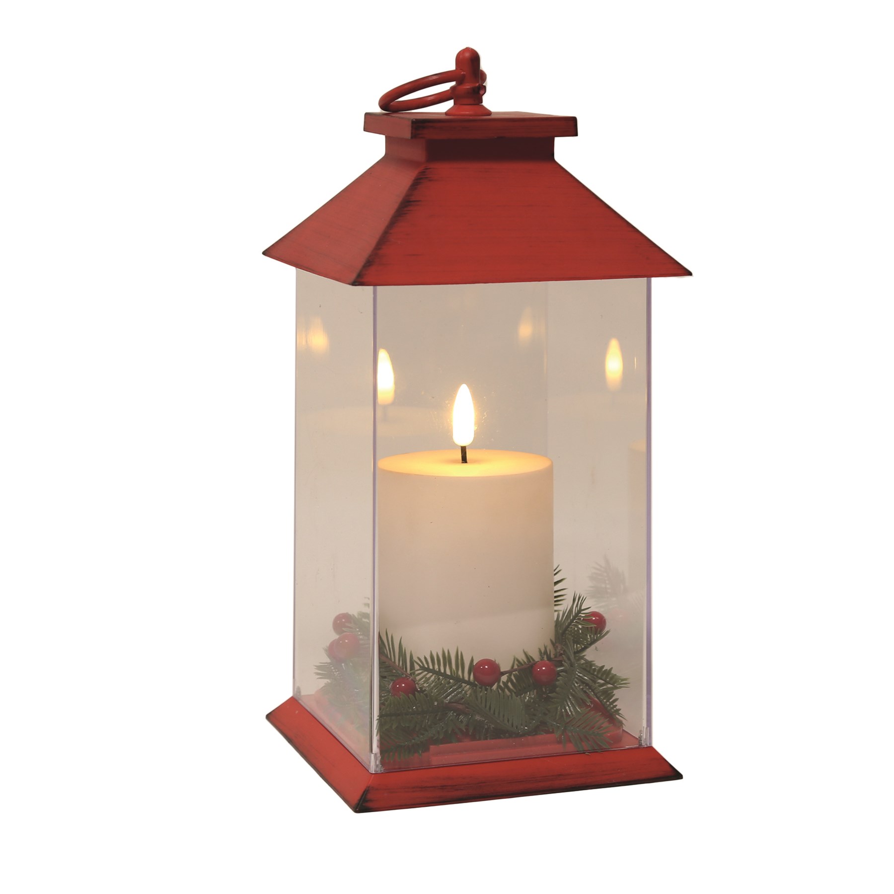 LED Candle Frameless Lantern Red 28cm