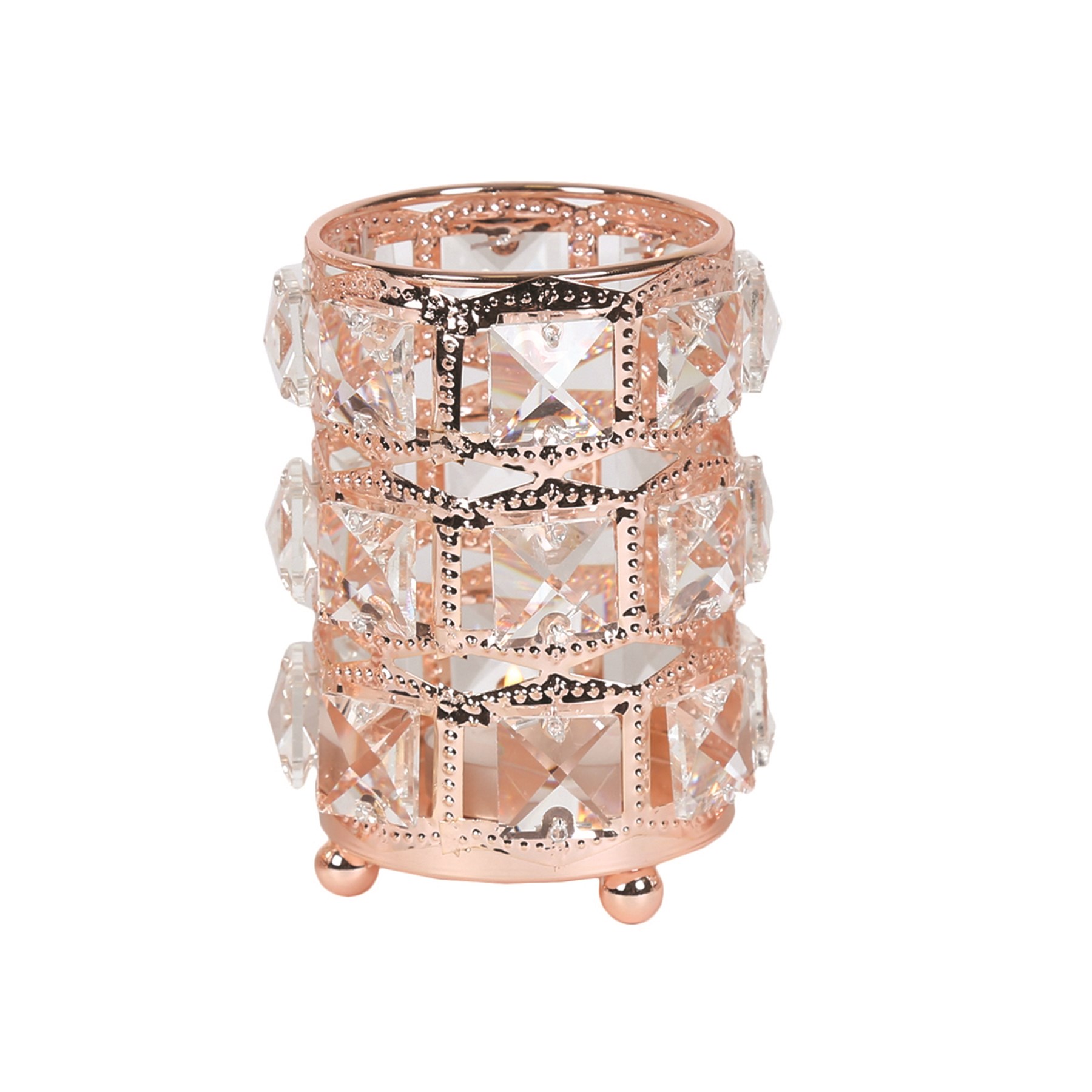 Rose Gold Crystal TeaLight Holder 12cm