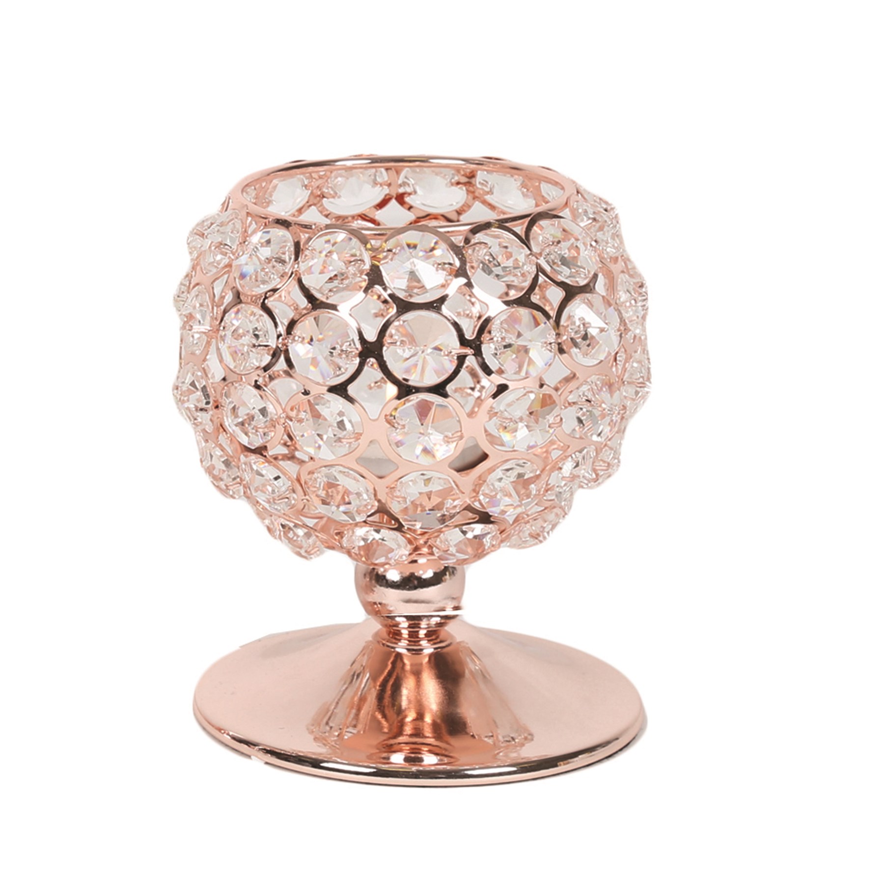 Rose Gold Crystal TeaLight Holder 13cm