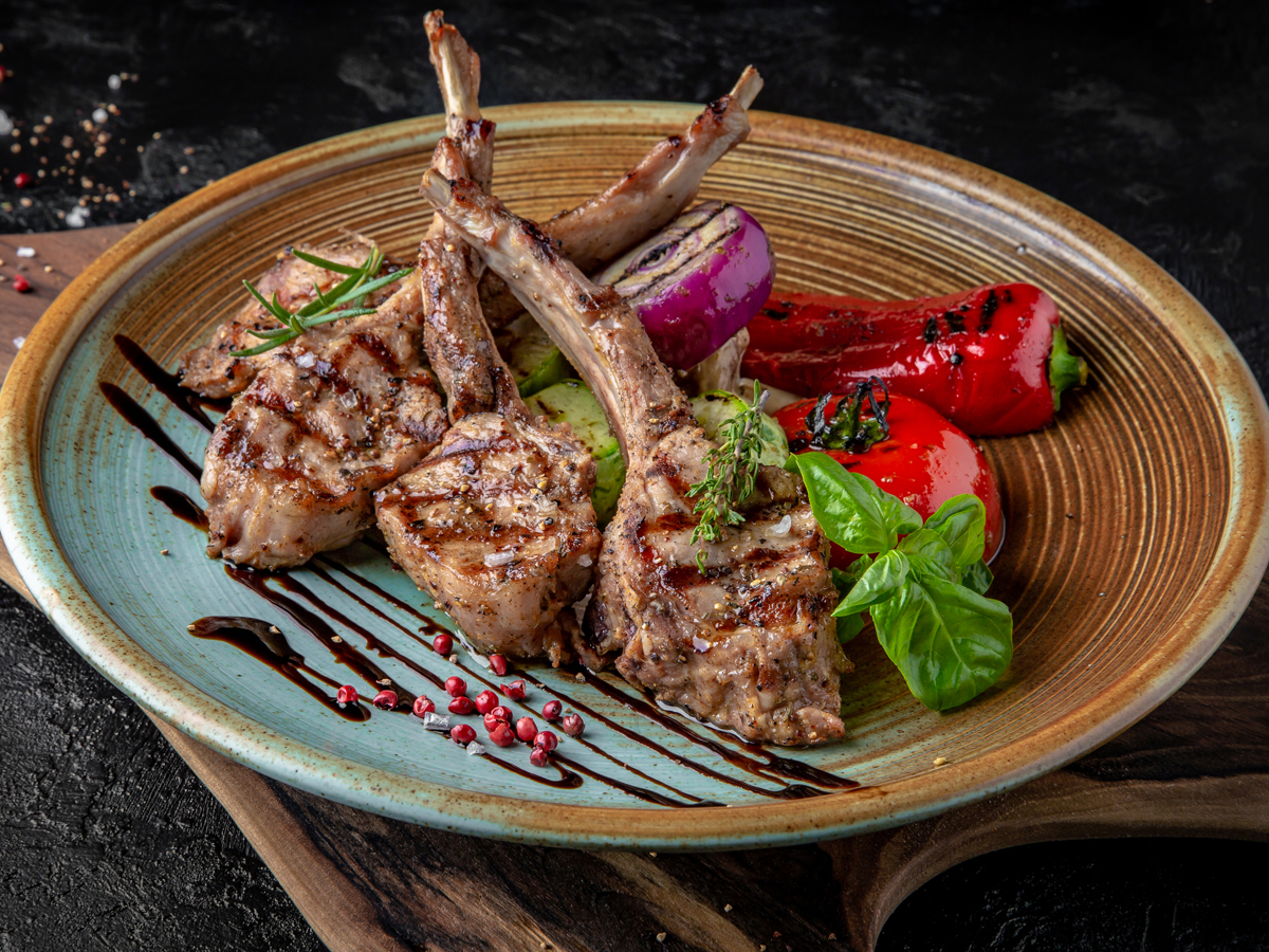 Grilled veal loin with grilled vegetables Order Delivery Grilled veal