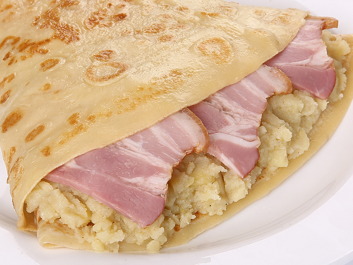 Pancake with potatoes and bacon Order Delivery Pancake with potatoes