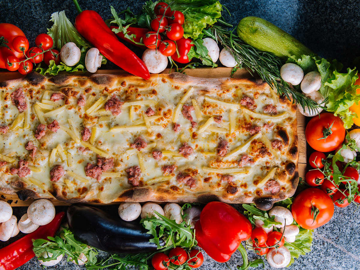 Sausage and french fries pizza Order Delivery Sausage and french