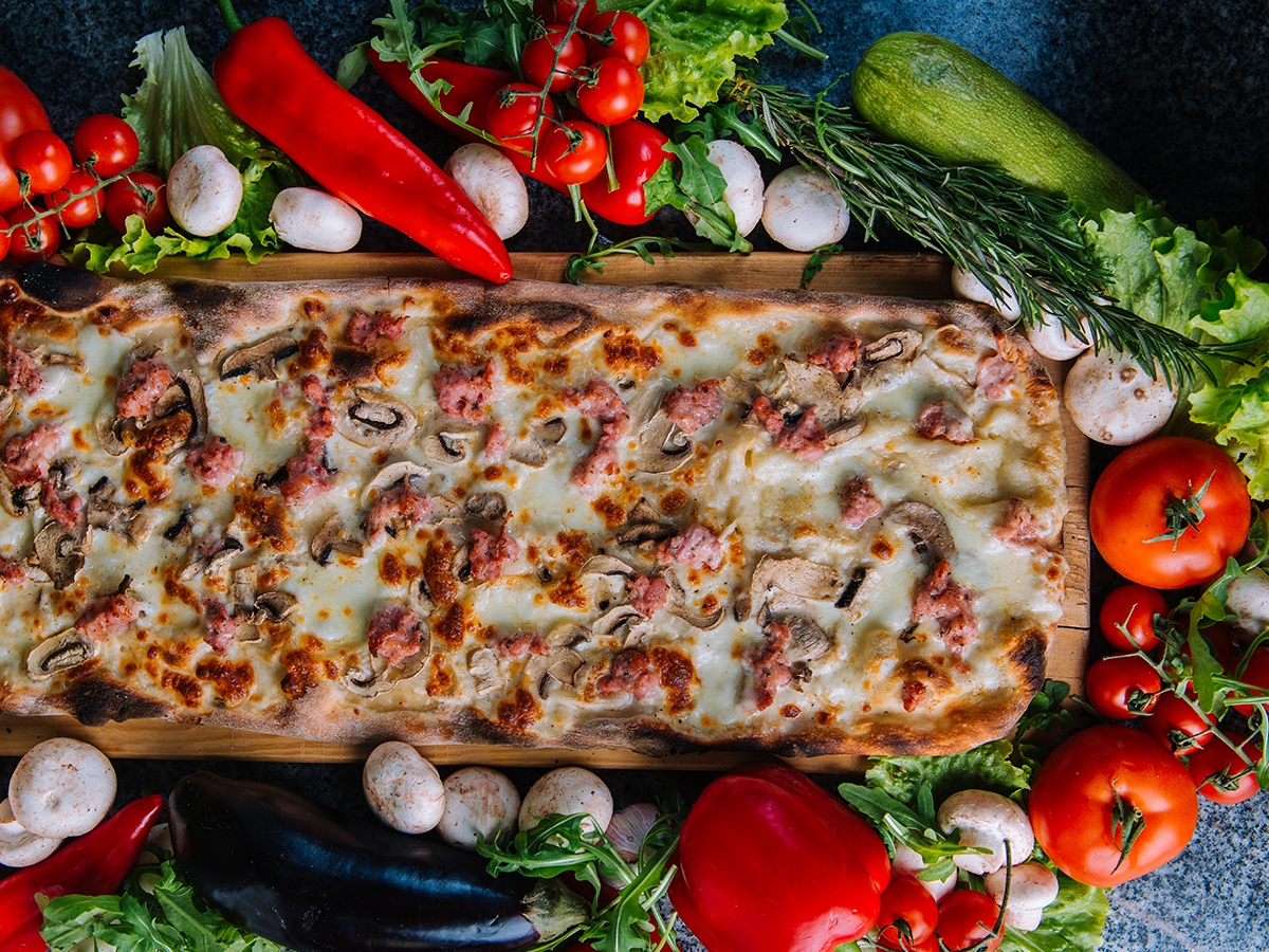 Sausage and mushrooms pizza Order Delivery Sausage and mushrooms