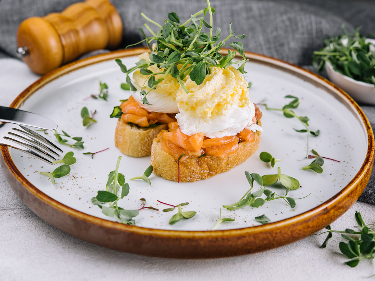 Eggs Benedict with smoked salmon and dutch sauce Order Delivery Eggs