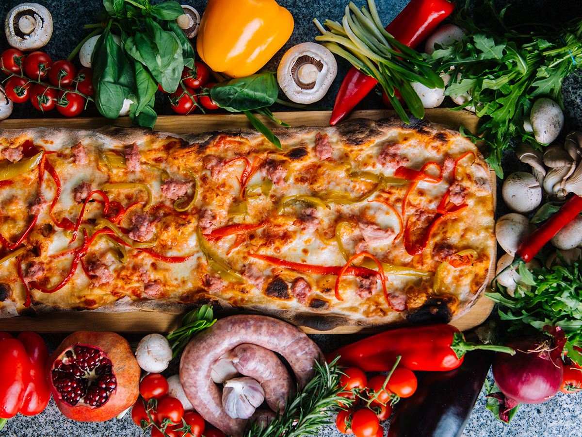 Sausage and bell pepper pizza Order Delivery Sausage and bell pepper