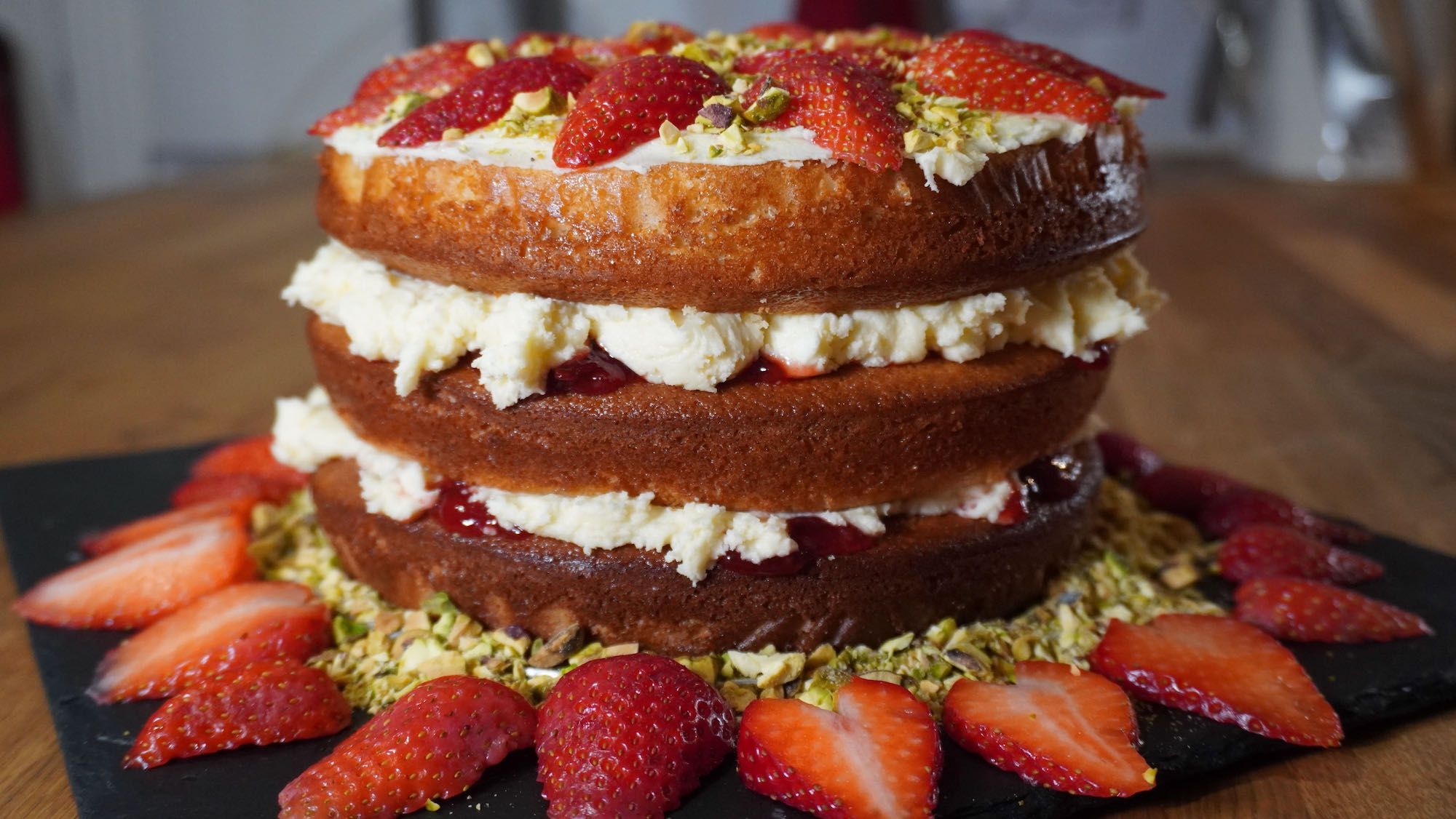 Spelt Strawberry Layer Cake