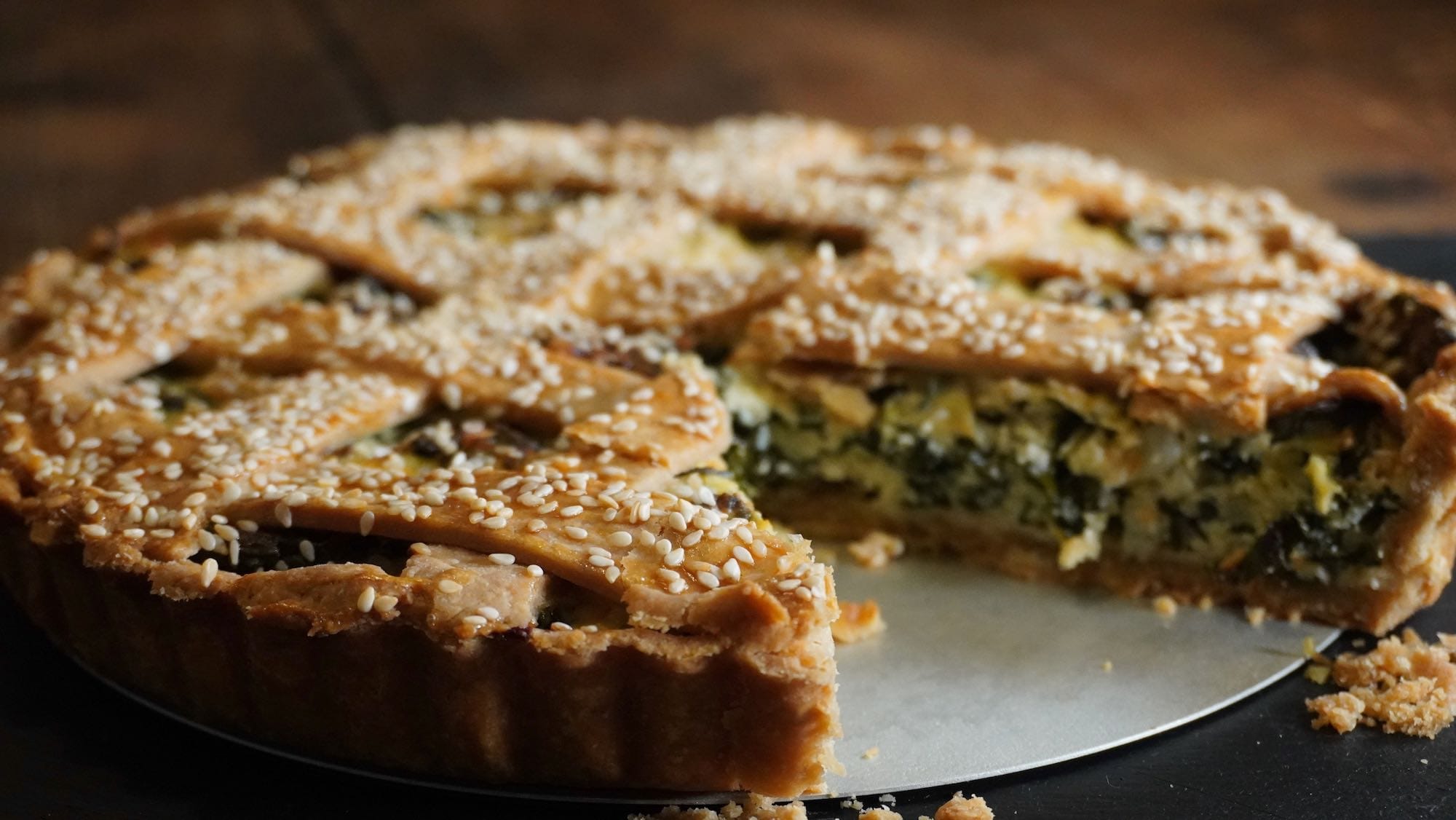 Healthy Spelt Savoury Tart with Tuscan Kale (Cavolo Nero)