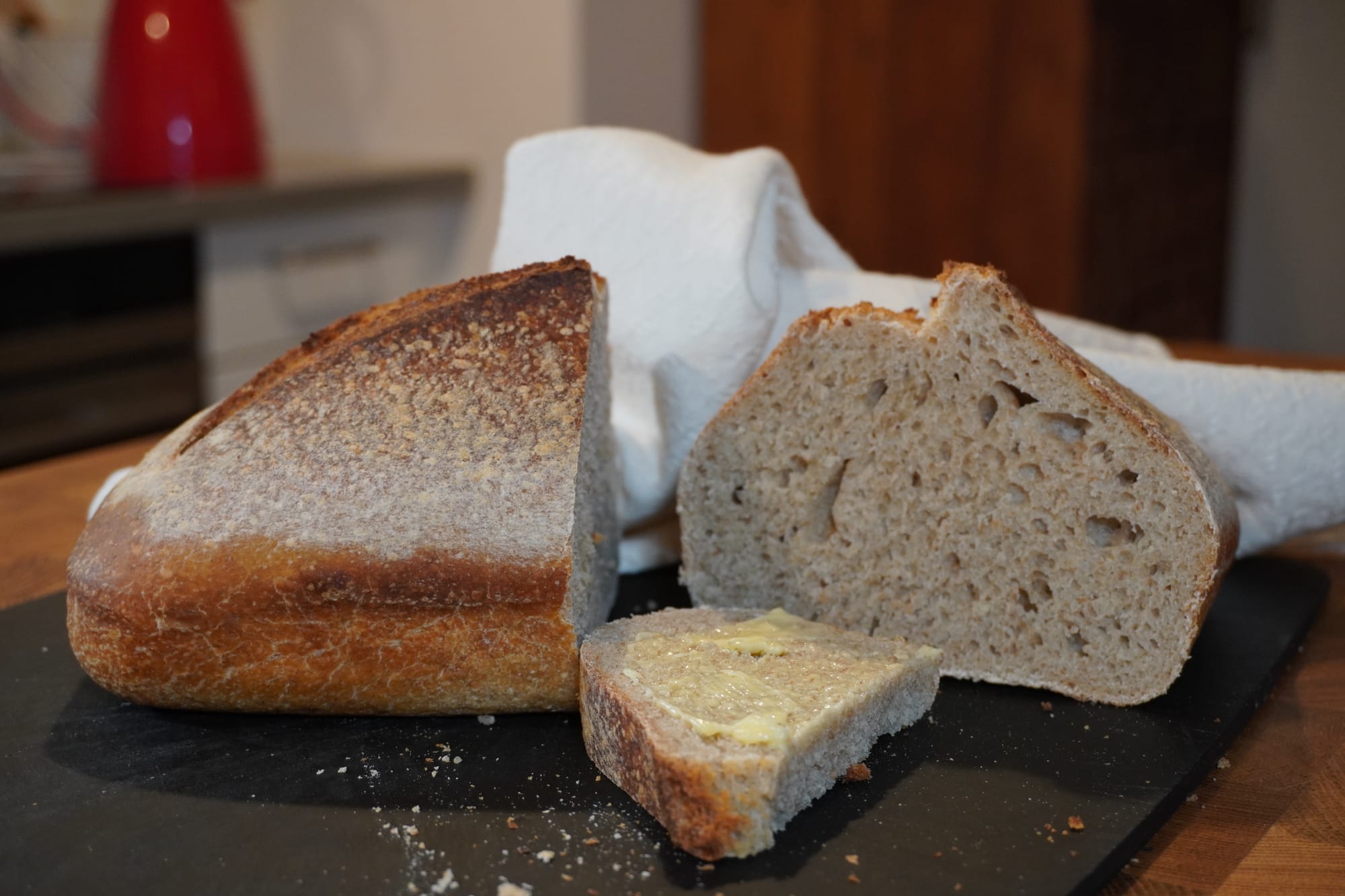 No-knead Spelt Sourdough Loaf Without a Dutch Oven (Double Tin Method)