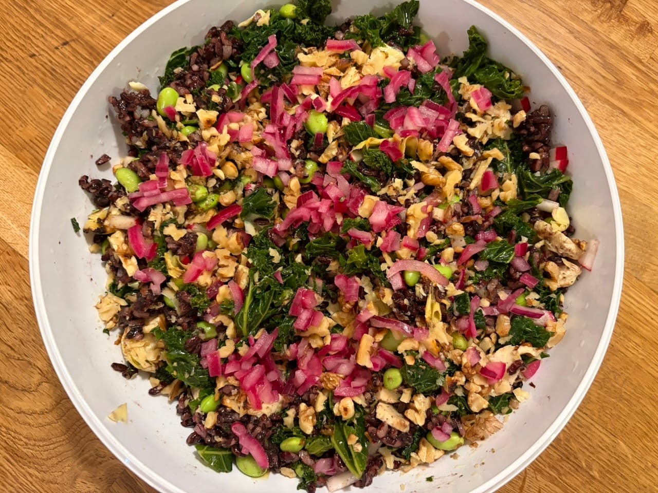 Healthy Black Rice Salad with Edamame, Kale & Artichokes