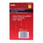 SWL - LONG SHACKLE PADLOCK 38MM BRASS FINISH