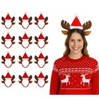 REINDEER ANTLER HEADBAND WITH EARS AND SANTA HAT
