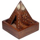 SHEESHAM WOOD PYRAMID INCENSE CONE BURNER