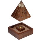 SHEESHAM WOOD PYRAMID INCENSE CONE BURNER