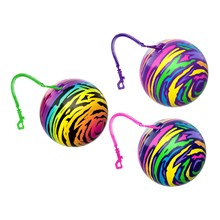 NEON ZEBRA BALL WITH KEYCHAIN 90G - 3 ASSTD