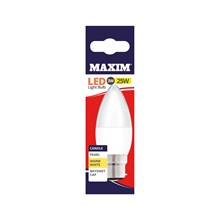 MAXIM - LED BULB - CANDLE WARM WHITE - BC 3W/25W MAXIM - LED BULB - CANDLE WARM WHITE - BC 3W/25W