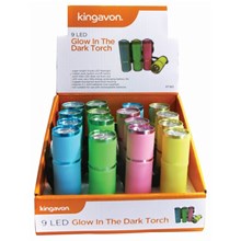 KINGAVON - 9LED GLOW IN THE DARK TORCH - 4ASST KINGAVON - 9LED GLOW IN THE DARK TORCH - 4ASST
