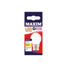 MAXIM LED BULB - ROUND WARM WHITE - BC 5.5W/40W MAXIM LED BULB - ROUND WARM WHITE - BC 5.5W/40W
