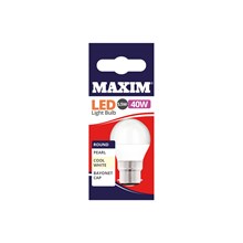 MAXIM LED BULB - ROUND COOL WHITE - BC 5.5W/40W MAXIM LED BULB - ROUND COOL WHITE - BC 5.5W/40W