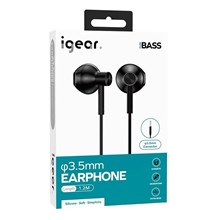 IGEAR - 3.5MM AUX METALLIC HANDSFREE HEADPHONE BLACK