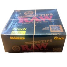 RAW BLACK PERFORATED WIDE PAPER TIPS - 36 PACK