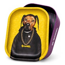 G-ROLLZ MEDIUM STORAGE BOX TIN WITH TRAY LID DOG WITH CHAIN 17 X 13 X 7CM