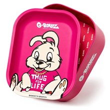 G-ROLLZ MEDIUM STORAGE BOX TIN WITH TRAY LID THUG PINK 17 X 13 X 7CM