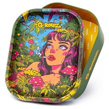 G-ROLLZ MEDIUM STORAGE BOX TIN WITH TRAY LID GREEN GIRL  17 X 13 X 7CM