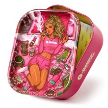 G-ROLLZ MEDIUM STORAGE BOX TIN WITH TRAY LID PINK GIRL 17 X 13 X 7CM