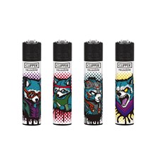 CLIPPER PRINTED FLINT- RACCOONS - 48 PACK