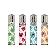 CLIPPER PRINTED FLINT - HAPPY WEED - 48 PACK