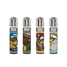 CLIPPER PRINTED FLINT - PILOT ANIMALS - 48 PACK