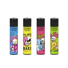 CLIPPER PRINTED FLINT - BEAR SKULLS - 48 PACK