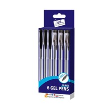 JUST STATIONERY - BLACK GEL PENS - 6 PACK
