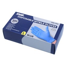 SWL - BLUE DISPOSABLE NITRILE GLOVES LARGE - 100 PACK