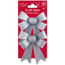 NORTH POLE - GLITTER BOW SILVER - 2 PACK