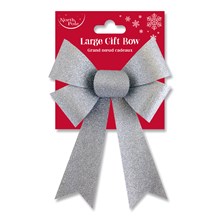 GLITTER BOW SILVER - LARGE