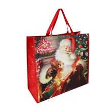 CHRISTMAS SANTA WOVEN SHOPPING BAG - LARGE