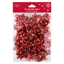 NORTH POLE - RED METALLIC BOWS SMALL - 16 PACK