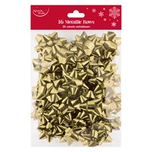 NORTH POLE - GOLD METALLIC BOWS SMALL - 16 PACK