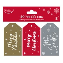 NORTH POLE - METALLIC FOIL GIFT TAGS - 20 PACK