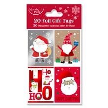 NORTH POLE - XMAS THEMED FOIL GIFT TAGS - 20 PACK