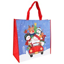 CHRISTMAS SANTA CAR WOVEN SHOPPING BAG - LARGE