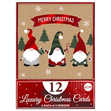 NORTH POLE - XMAS GONK CARDS 2 DESIGN - 12 PACK
