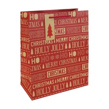 HOLLY JOLLY XMAS PAPER GIFT BAG -  LARGE