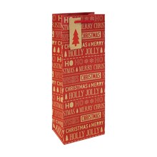 HOLLY JOLLY XMAS PAPER BOTTLE GIFT BAG